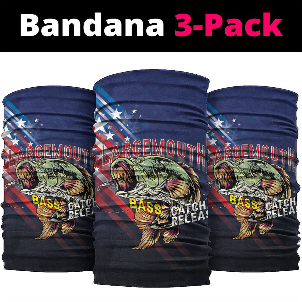 Largemouth Bass Fishing Neck Gaiter American Flag