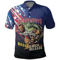 Personalized Largemouth Bass Fishing Polo Shirt American Flag