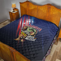 Largemouth Bass Fishing Quilt American Flag