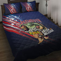 Largemouth Bass Fishing Quilt Bed Set American Flag