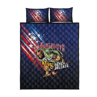 Largemouth Bass Fishing Quilt Bed Set American Flag