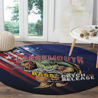Largemouth Bass Fishing Round Carpet American Flag