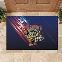 Largemouth Bass Fishing Rubber Doormat American Flag