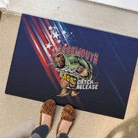 Largemouth Bass Fishing Rubber Doormat American Flag