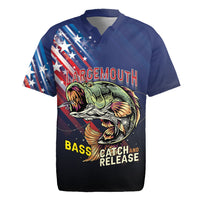 Personalized Largemouth Bass Fishing Rugby Jersey American Flag