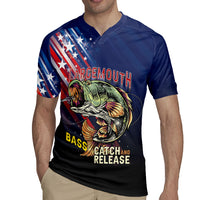 Personalized Largemouth Bass Fishing Rugby Jersey American Flag