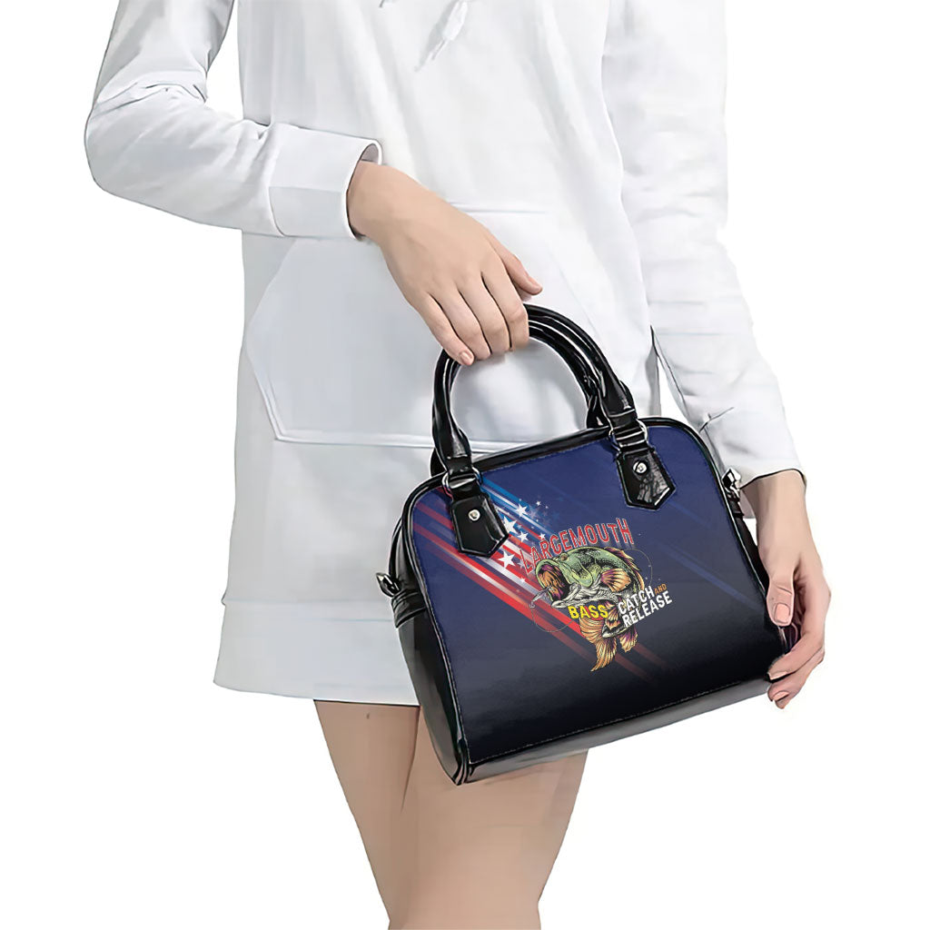 Largemouth Bass Fishing Shoulder Handbag American Flag