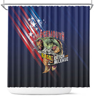 Largemouth Bass Fishing Shower Curtain American Flag