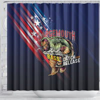 Largemouth Bass Fishing Shower Curtain American Flag