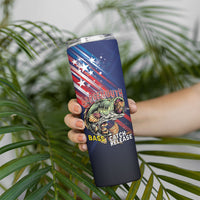 Personalized Largemouth Bass Fishing Skinny Tumbler American Flag