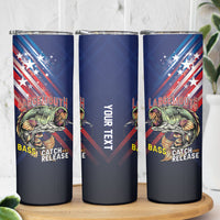 Personalized Largemouth Bass Fishing Skinny Tumbler American Flag