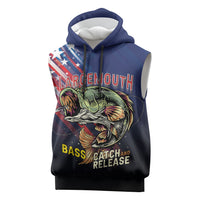 Personalized Largemouth Bass Fishing Sleeveless Hoodie American Flag