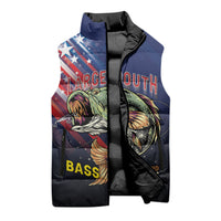 Personalized Largemouth Bass Fishing Sleeveless Puffer Jacket American Flag