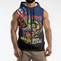 Personalized Largemouth Bass Fishing Sleeveless Zip Hoodie American Flag