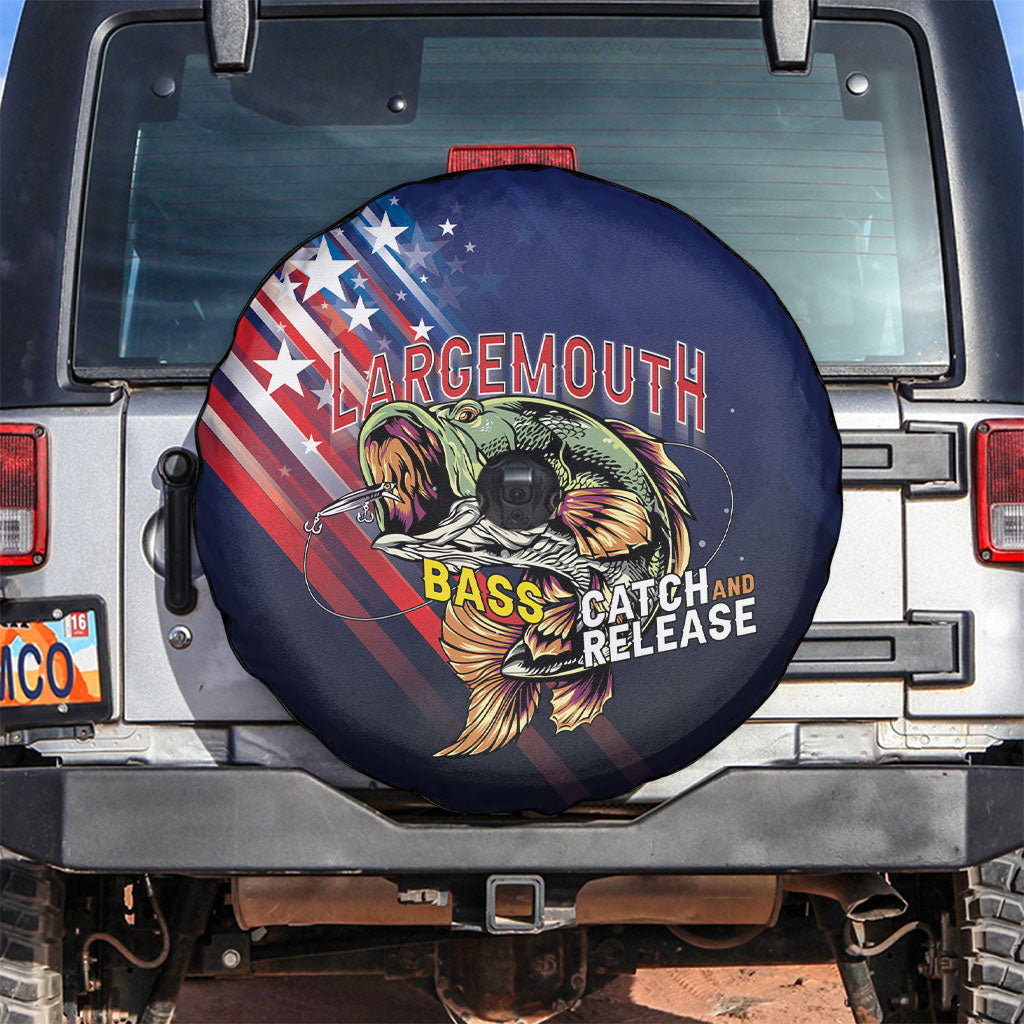 Largemouth Bass Fishing Spare Tire Cover American Flag