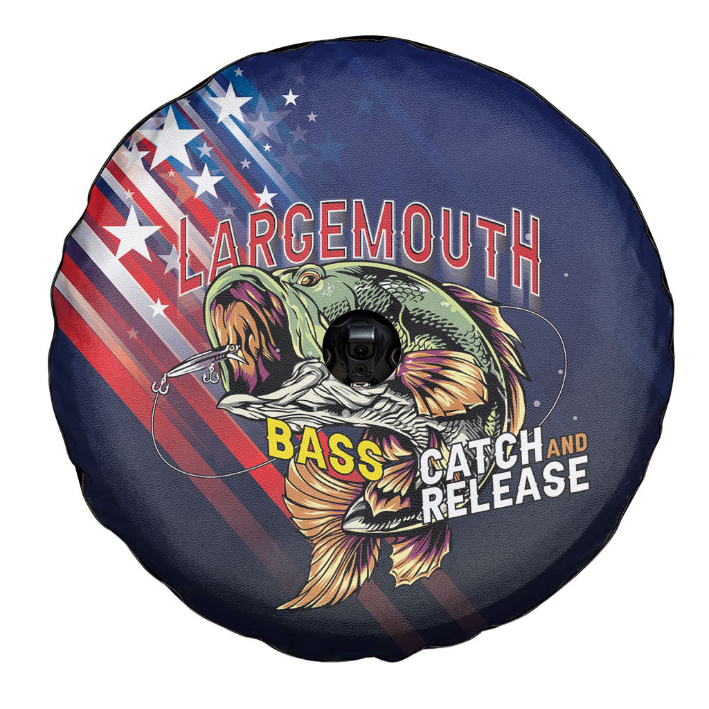 Largemouth Bass Fishing Spare Tire Cover American Flag