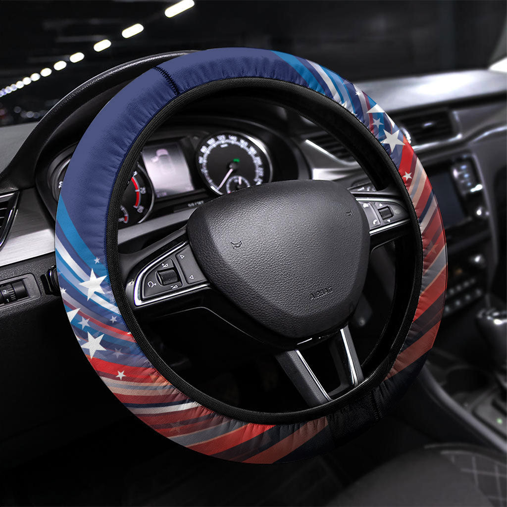 Largemouth Bass Fishing Steering Wheel Cover American Flag