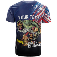 Personalized Largemouth Bass Fishing T Shirt American Flag