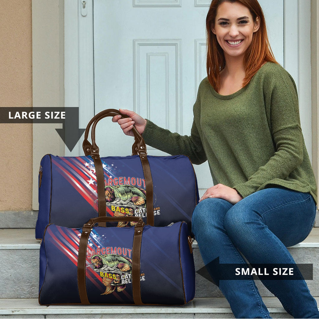 Largemouth Bass Fishing Travel Bag American Flag