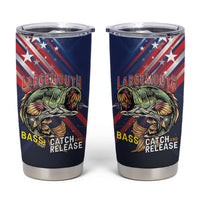 Personalized Largemouth Bass Fishing Tumbler Cup American Flag