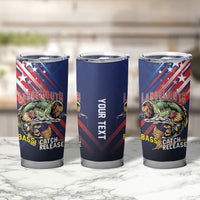 Personalized Largemouth Bass Fishing Tumbler Cup American Flag