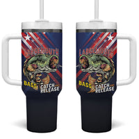 Personalized Largemouth Bass Fishing Tumbler With Handle American Flag