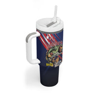 Personalized Largemouth Bass Fishing Tumbler With Handle American Flag