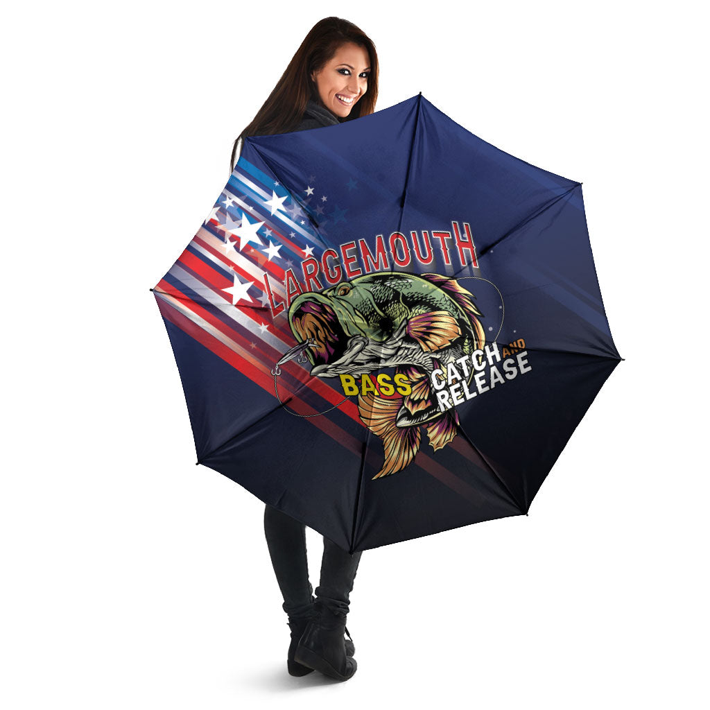 Largemouth Bass Fishing Umbrella American Flag