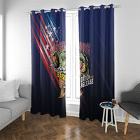 Largemouth Bass Fishing Window Curtain American Flag