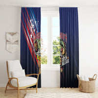 Largemouth Bass Fishing Window Curtain American Flag