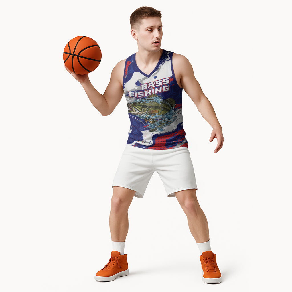 Personalized Largemouth Bass Tournament Fishing Basketball Jersey