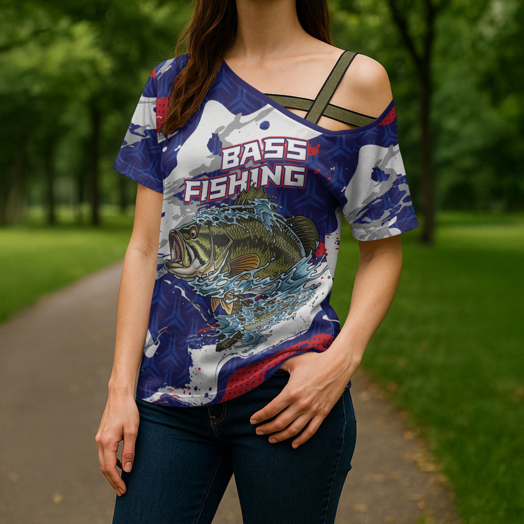 Personalized Largemouth Bass Tournament Fishing Cross Shoulder Shirt