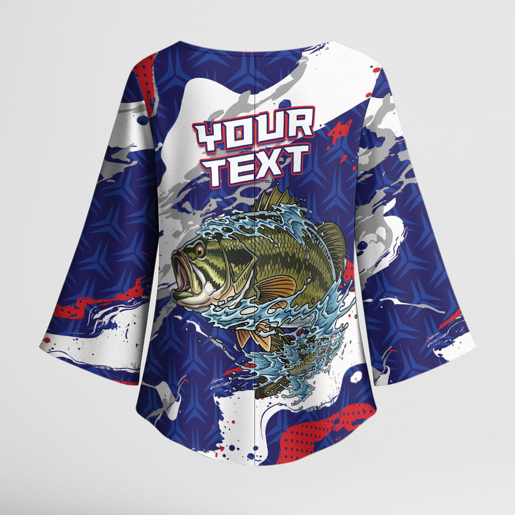Personalized Largemouth Bass Tournament Fishing Kimono Sleeve Blouse