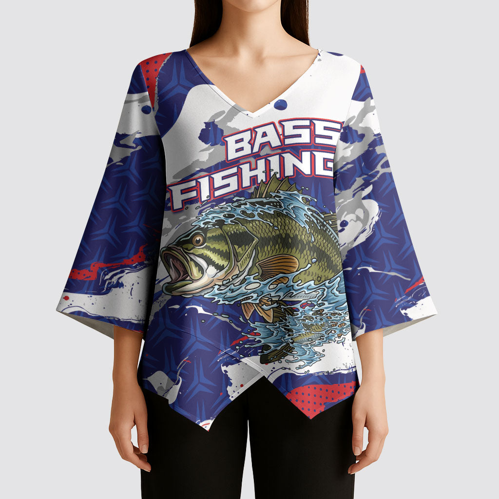 Personalized Largemouth Bass Tournament Fishing Kimono Sleeve Blouse
