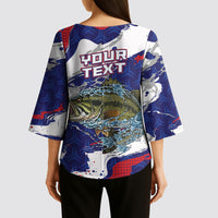 Personalized Largemouth Bass Tournament Fishing Kimono Sleeve Blouse