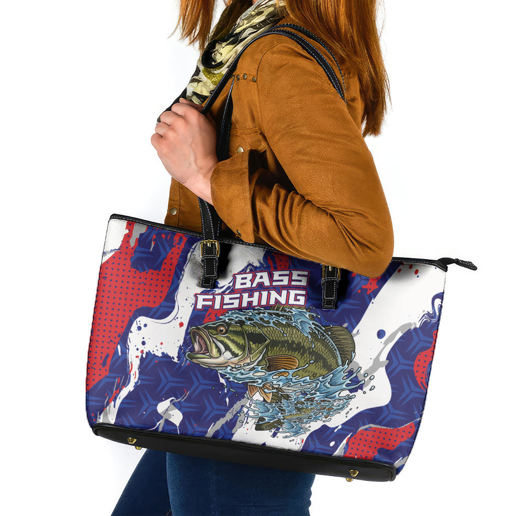 Largemouth Bass Tournament Fishing Leather Tote Bag