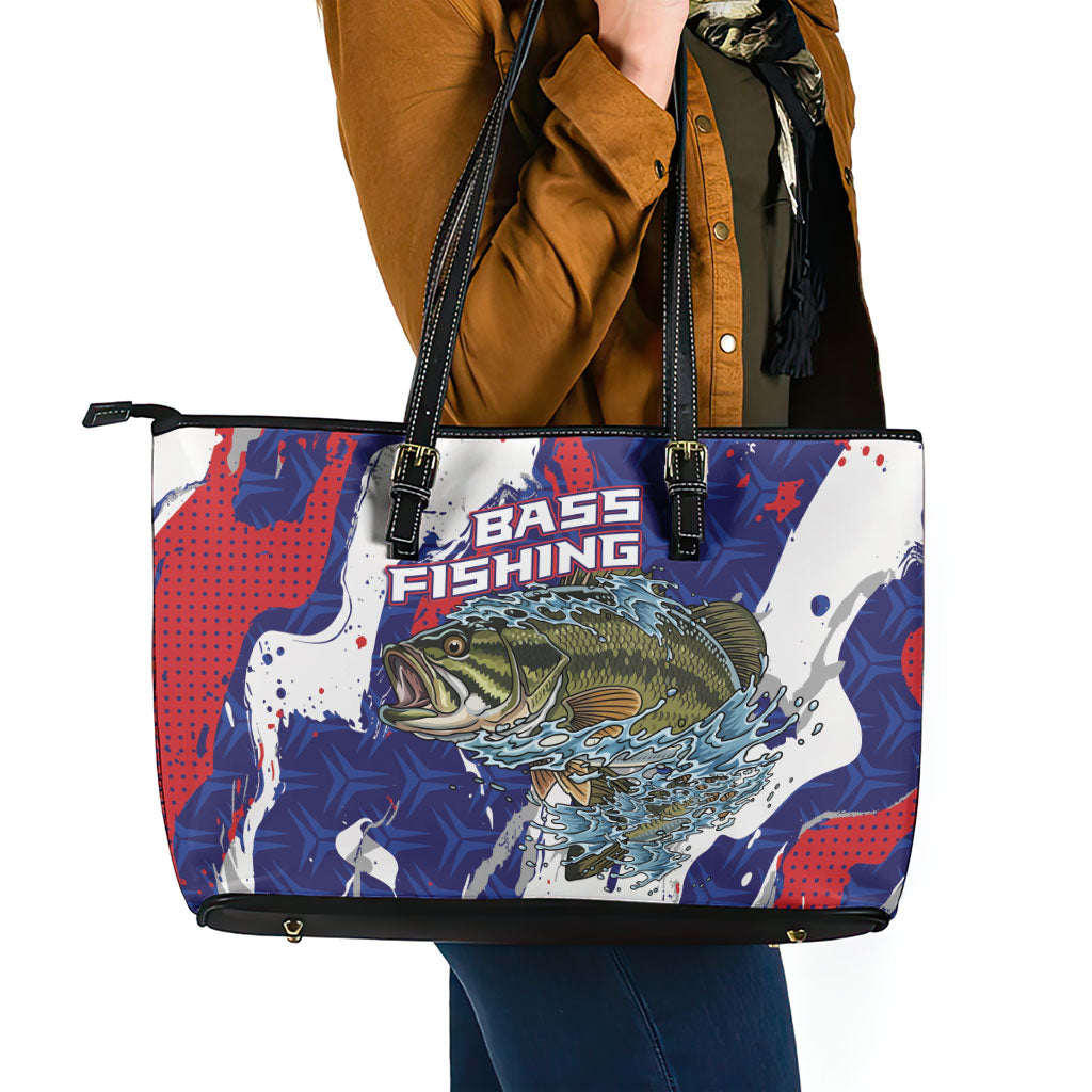 Largemouth Bass Tournament Fishing Leather Tote Bag