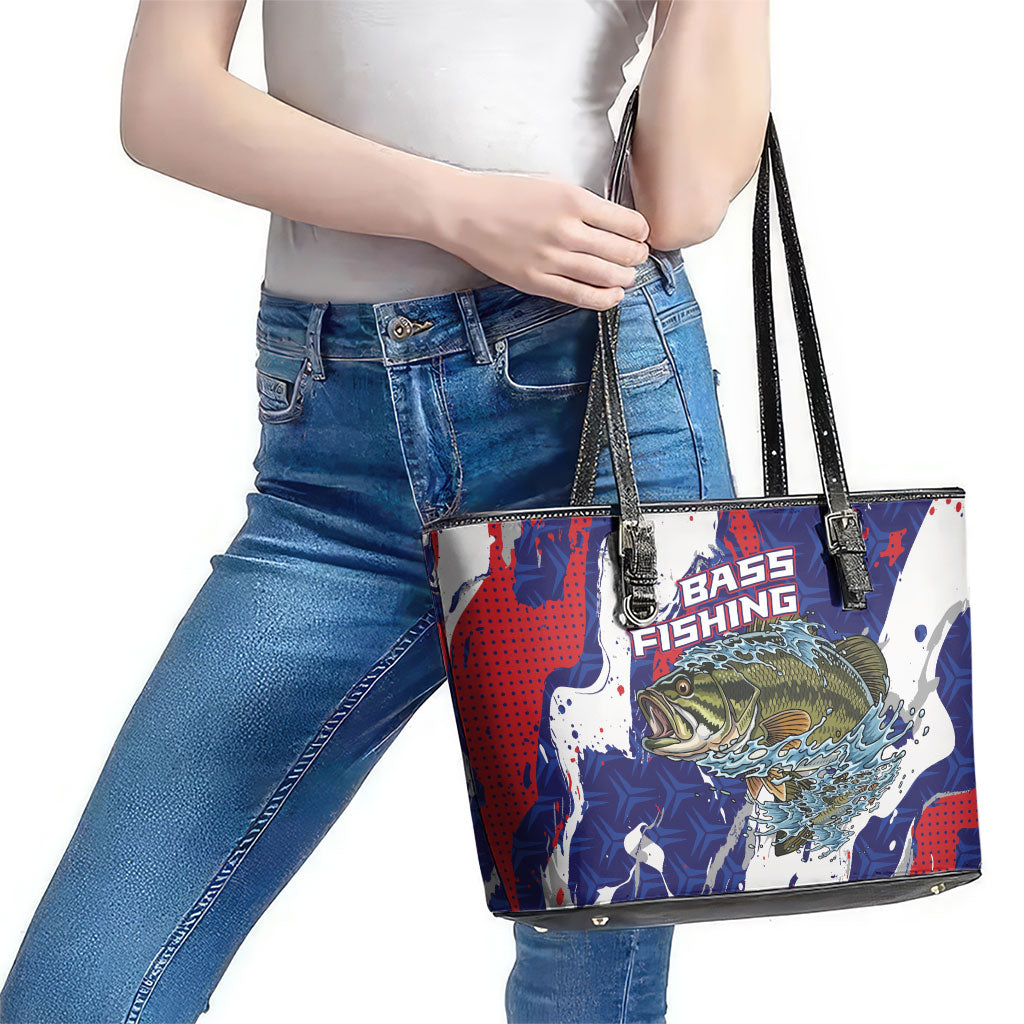 Largemouth Bass Tournament Fishing Leather Tote Bag