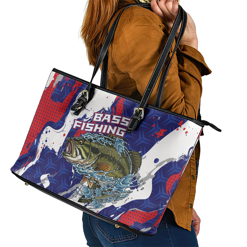 Largemouth Bass Tournament Fishing Leather Tote Bag
