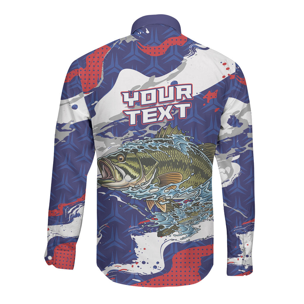 Personalized Largemouth Bass Tournament Fishing Long Sleeve Button Shirt