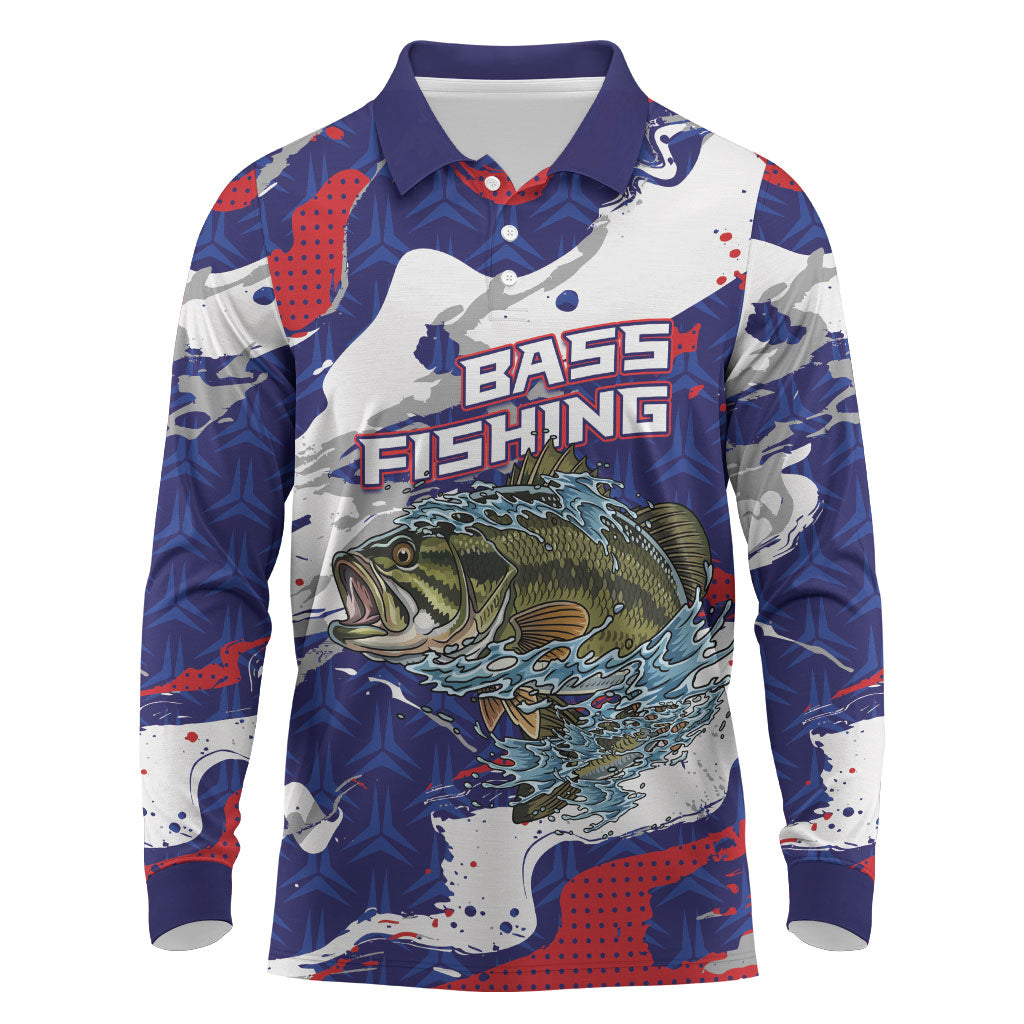 Personalized Largemouth Bass Tournament Fishing Long Sleeve Polo Shirt