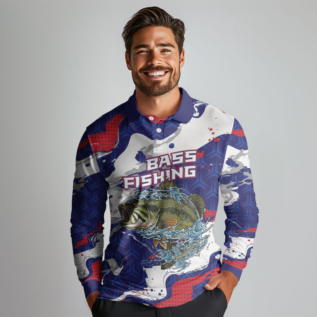 Personalized Largemouth Bass Tournament Fishing Long Sleeve Polo Shirt