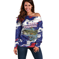 Personalized Largemouth Bass Tournament Fishing Off Shoulder Sweater