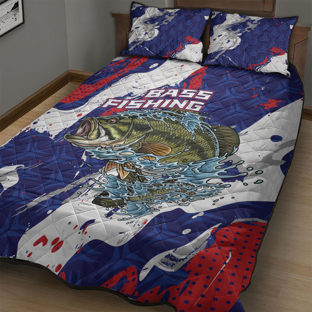Largemouth Bass Tournament Fishing Quilt Bed Set