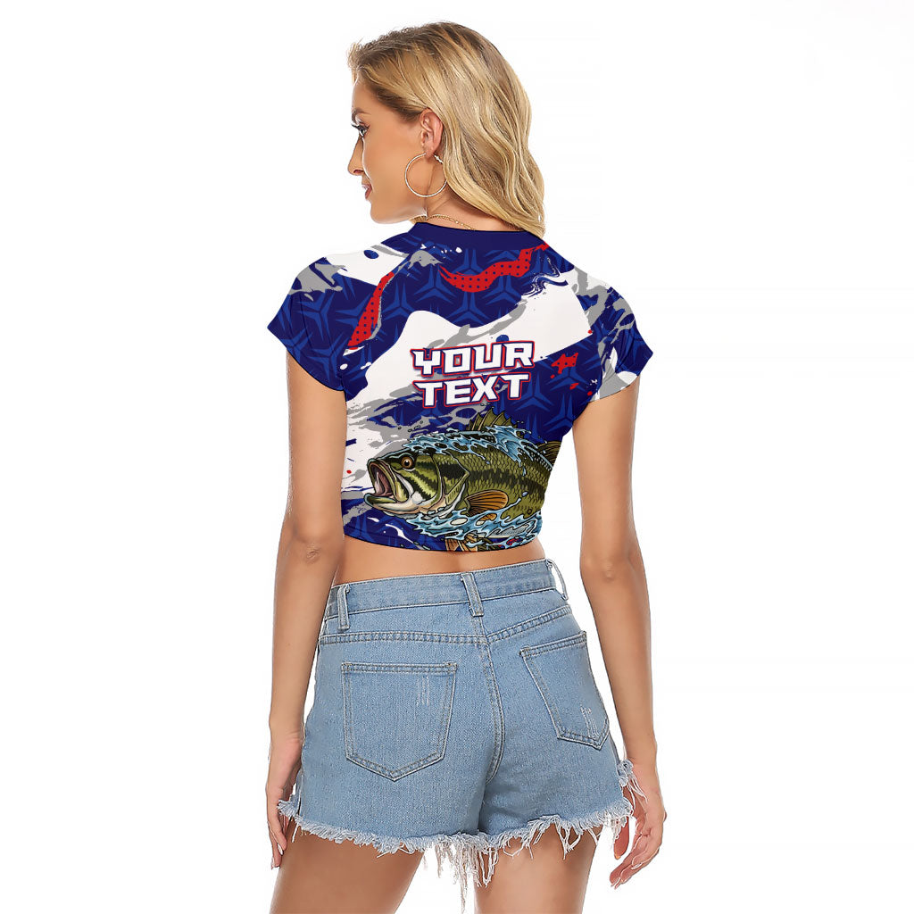 Personalized Largemouth Bass Tournament Fishing Raglan Cropped T Shirt