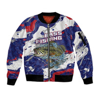 Personalized Largemouth Bass Tournament Fishing Sleeve Zip Bomber Jacket