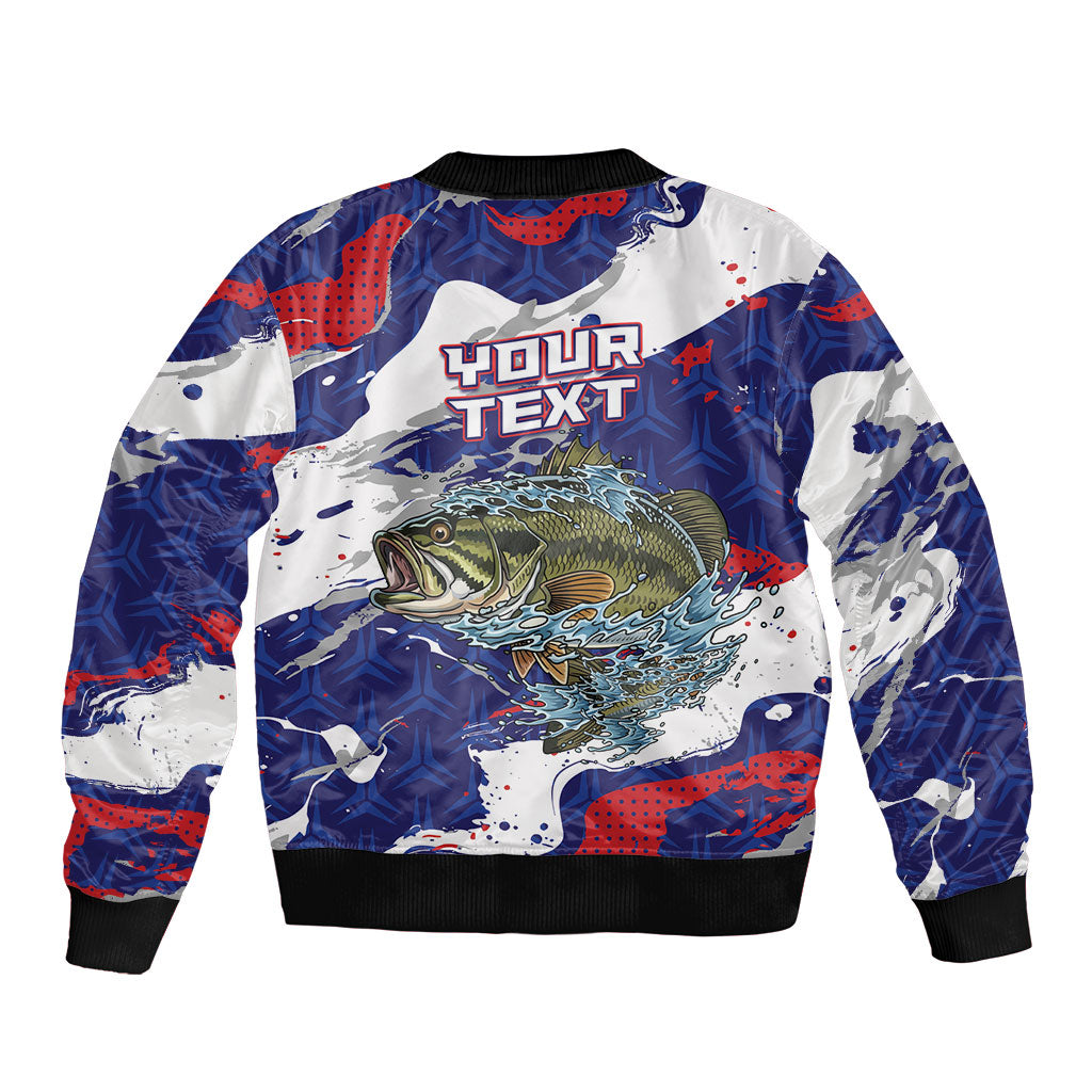 Personalized Largemouth Bass Tournament Fishing Sleeve Zip Bomber Jacket