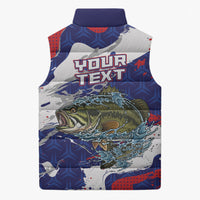 Personalized Largemouth Bass Tournament Fishing Sleeveless Puffer Jacket