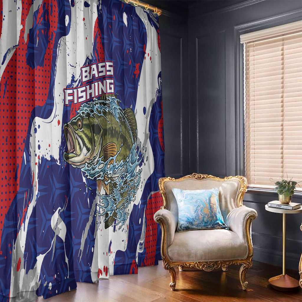 Largemouth Bass Tournament Fishing Window Curtain