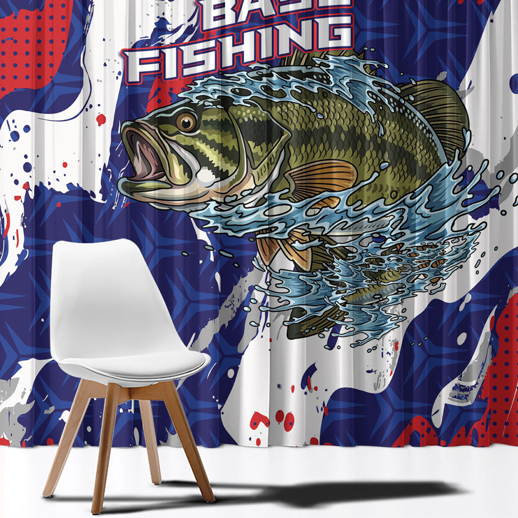 Largemouth Bass Tournament Fishing Window Curtain